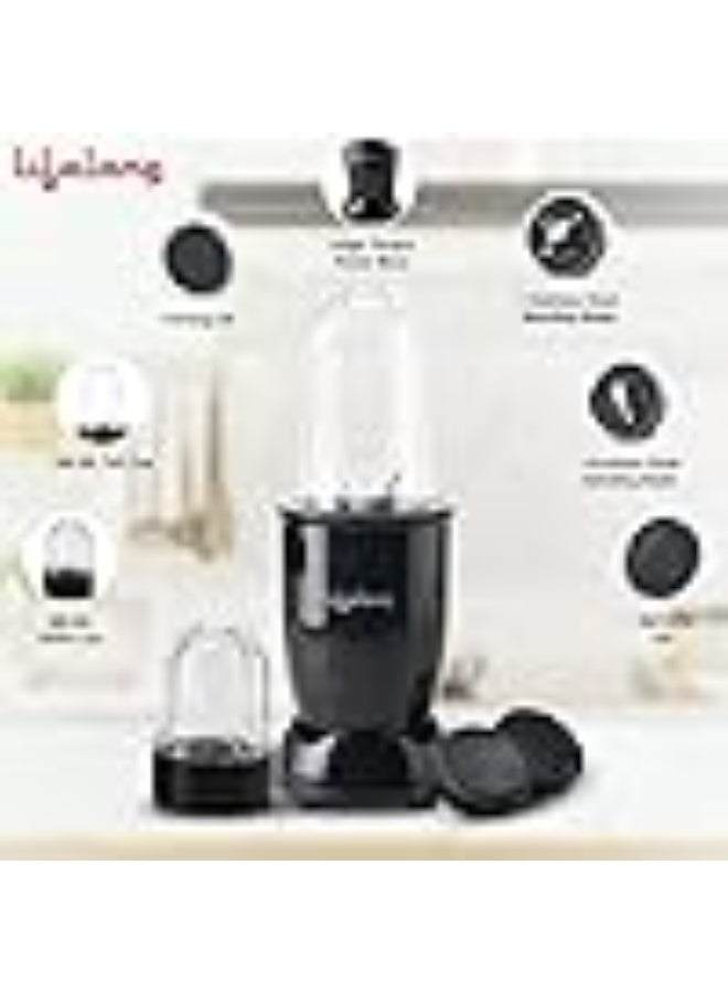 Lifelong Regalia PowerNutri Mixer/Grinder/Blender/Shaker, 2 Stainless Steel Blades,2 Unbreakable Jars, 450 W Powerful Copper Motor (Black, 1 Year warranty, LLNBB001) - Image 5